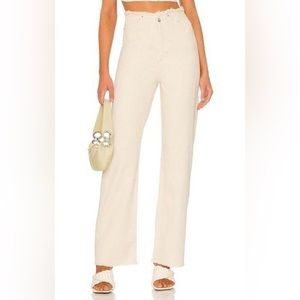 WeWoreWhat Cream Frayed Straight Leg Jeans